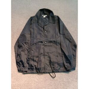 NWOT Team 365 Coaches Jacket Men L Black Golf Windbreaker Snap Drawcord Hem